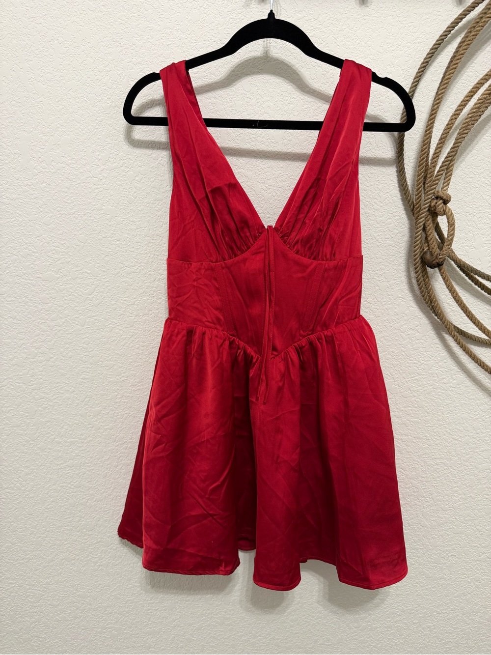 NWT Francesca's Helena Red Satin Corset Mini Dress - S